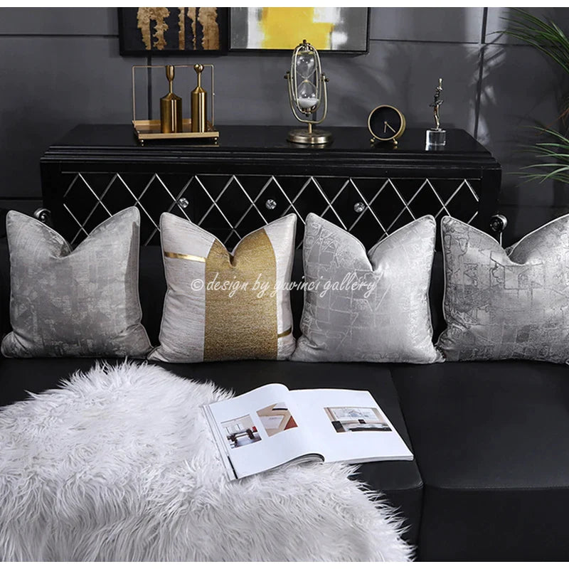 Afralia™ Frosted Gold Satin Lumbar Pillow Covers - Luxe Sofa Cushion Cases