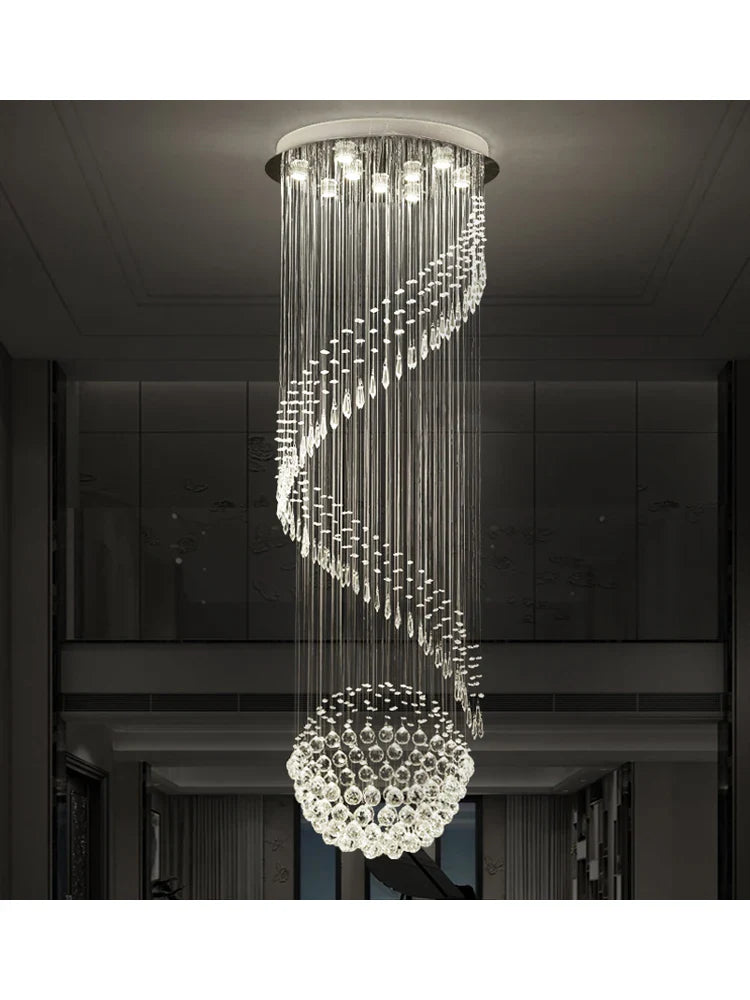 Afralia™ Crystal Chain Pendant Light Chandelier for Living Room and Staircase