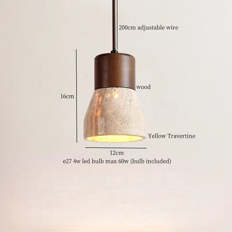 Afralia™ LED Hanging Lamps Yellow Travertine Pendant Lighting for Bedroom Living Dining Room