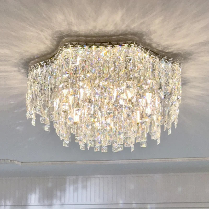 Afralia™ Crystal LED Ceiling Light: Modern Chandelier for Bedroom and Living Room