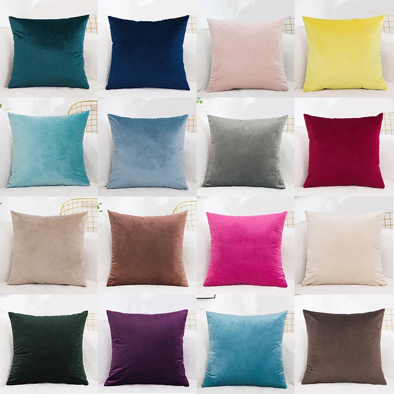 Afralia™ Velvet Cushion Cover 45x45cm - Home Decor Solid Color Pillowcase