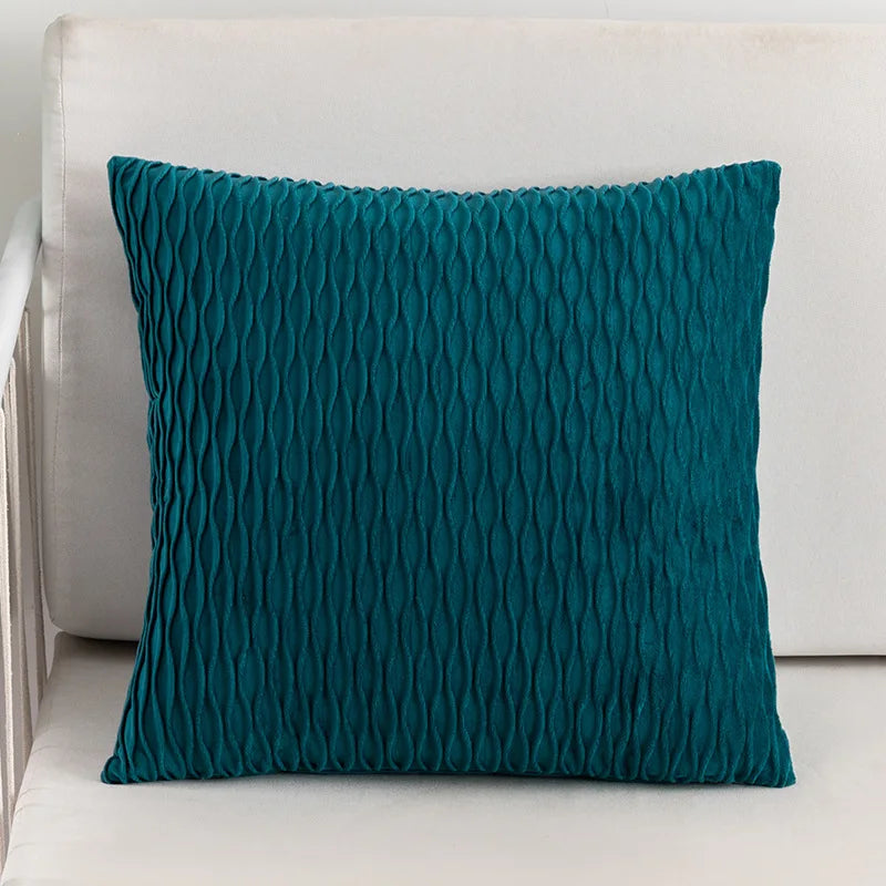Afralia™ Velvet Striped Pleated Square Pillowcase