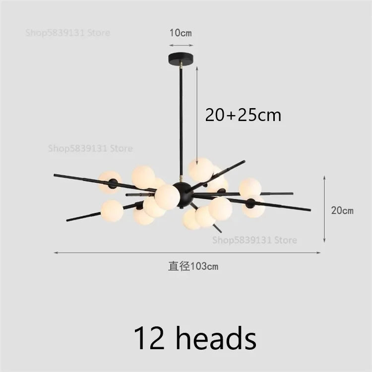 Afralia™ LED Glass Ball Pendant Light: Modern Nordic Chandelier for Living Room, Dining Room, and Cafe