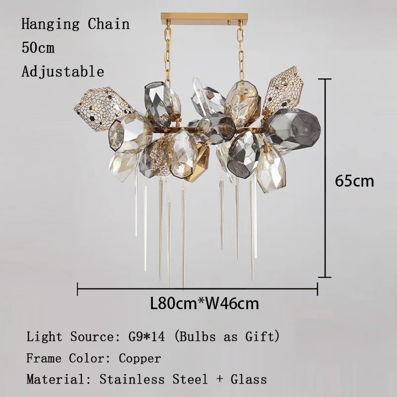 Afralia™ Gold Glass Chandelier: Modern Artistic Personality, High-End Lighting for Living & Dining Room
