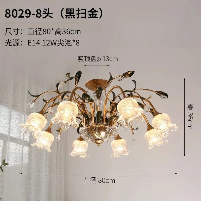 Afralia™ Glass Flower Chandelier: Elegant Retro High-End Lobby Main Light for Home, Restaurant