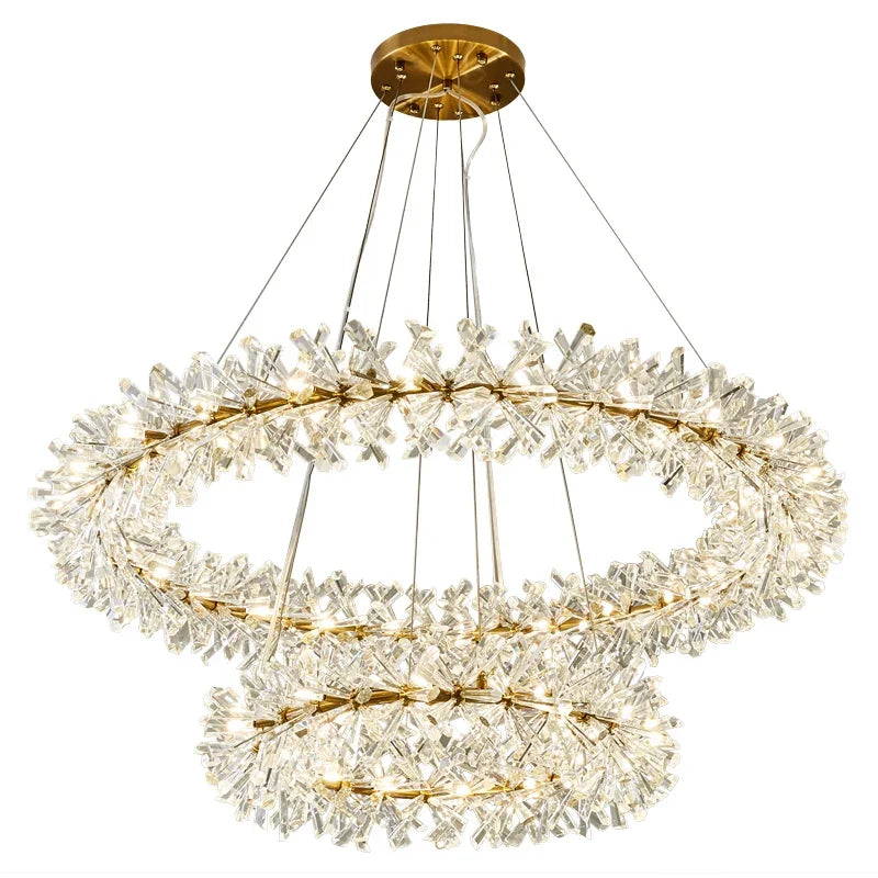 Afralia™ Nordic Crystal Flower LED Chandelier, Mid Century Modern Hanging Lamp for Living Room