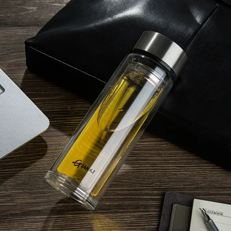 Afralia™ Glass Water Cup with Tea Filter, Various Capacities - Office & Kitchen Essential