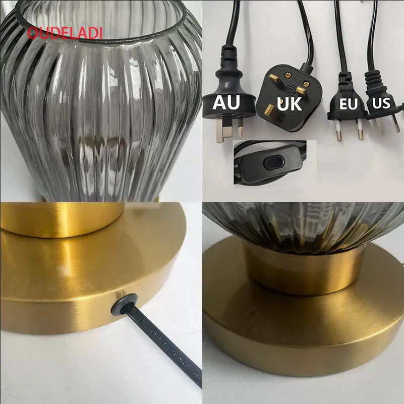 Afralia™ Pumpkin Glass Table Lamps for Study Bedroom, Modern Living Room Decor