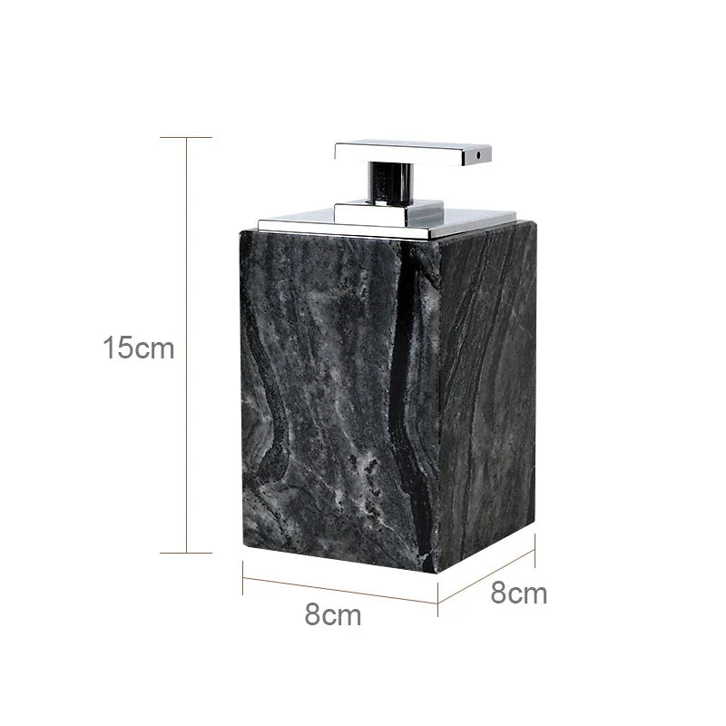 Afralia™ Tree Black Marble Bathroom Accessories Set: Toothbrush Holder, Soap Dispenser, Soap Dish