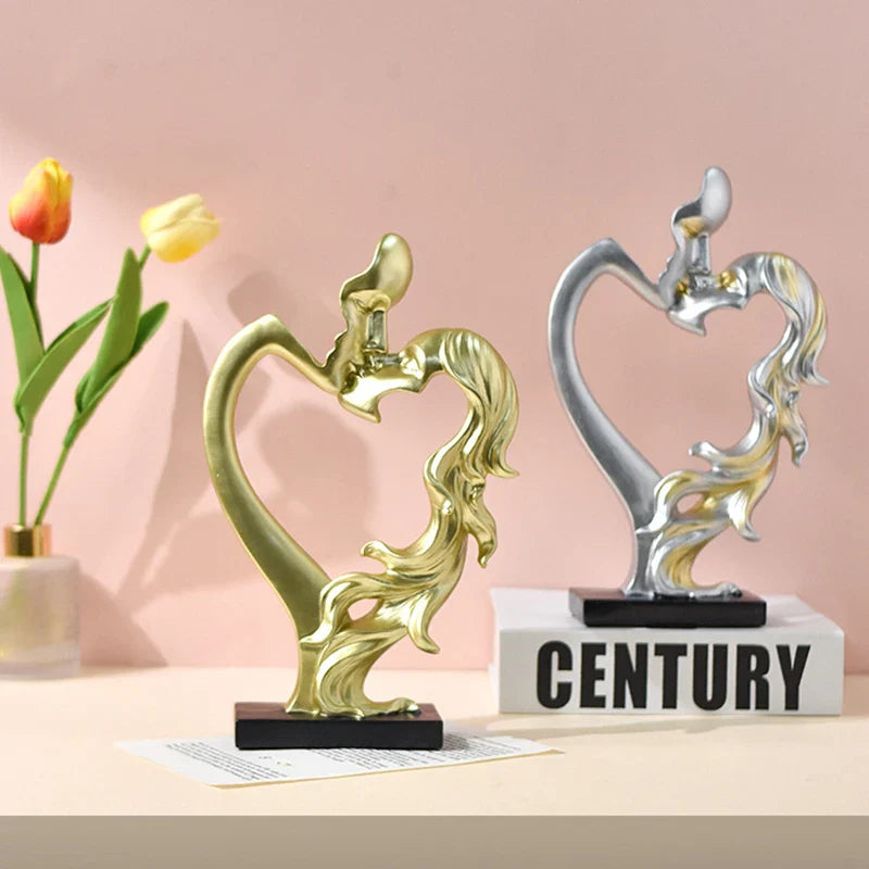 Afralia™ Nordic Love Couple Statue: Abstract Resin Figurines, Valentine's Day Gifts & Home Decor