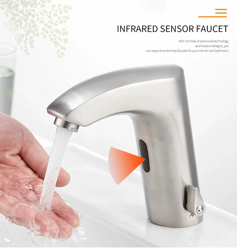 Afralia™ Touchless Sensor Faucet Electric Mixer Taps Hot Cold Water Basin Sink Kit