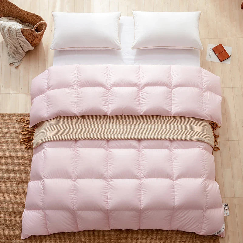 Afralia™ Luxe Cotton Cover White Goose Down Comforter, 5 Star Hotel Bedspread