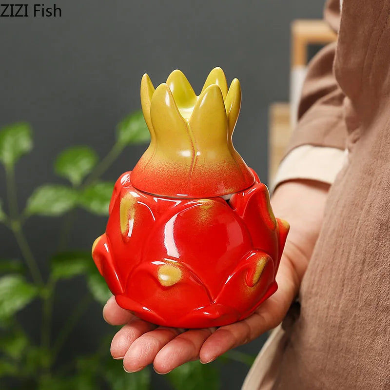 Afralia™ Pitaya Ceramic Ashtray with Lid - Smoking Accessories & Desk Decor