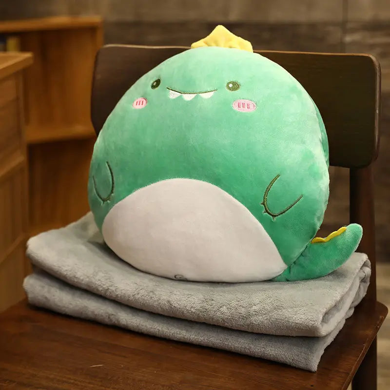 Afralia™ Cartoon Animal Throw Pillow Blanket: Two-in-one Multi-functional Home Office Summer Blanket