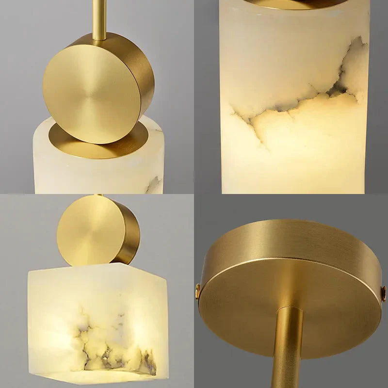 Afralia™ Nordic Marble Copper Pendant Lights LED Hanging Luminaires G9