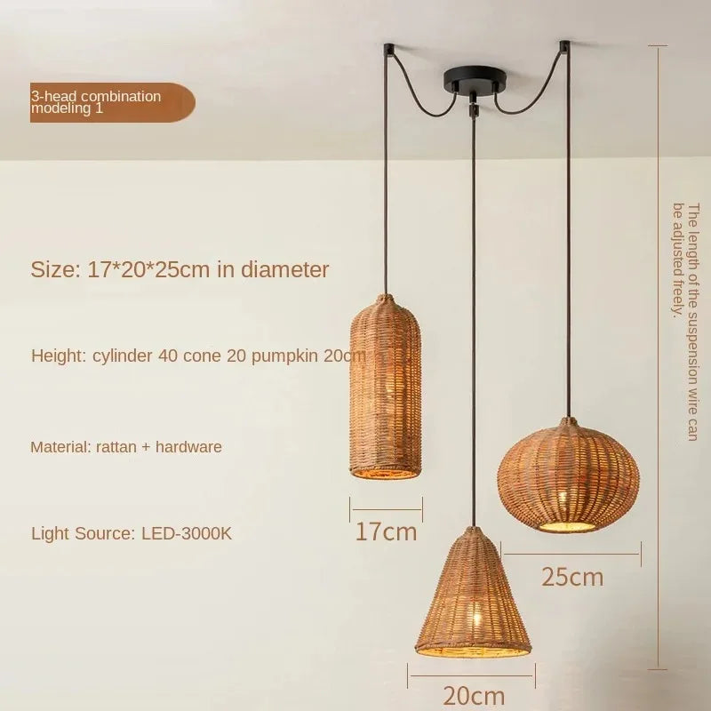 Afralia™ Rattan Woven Pendant Light for Retro Farmhouse Charm in Living Room and Kitchen