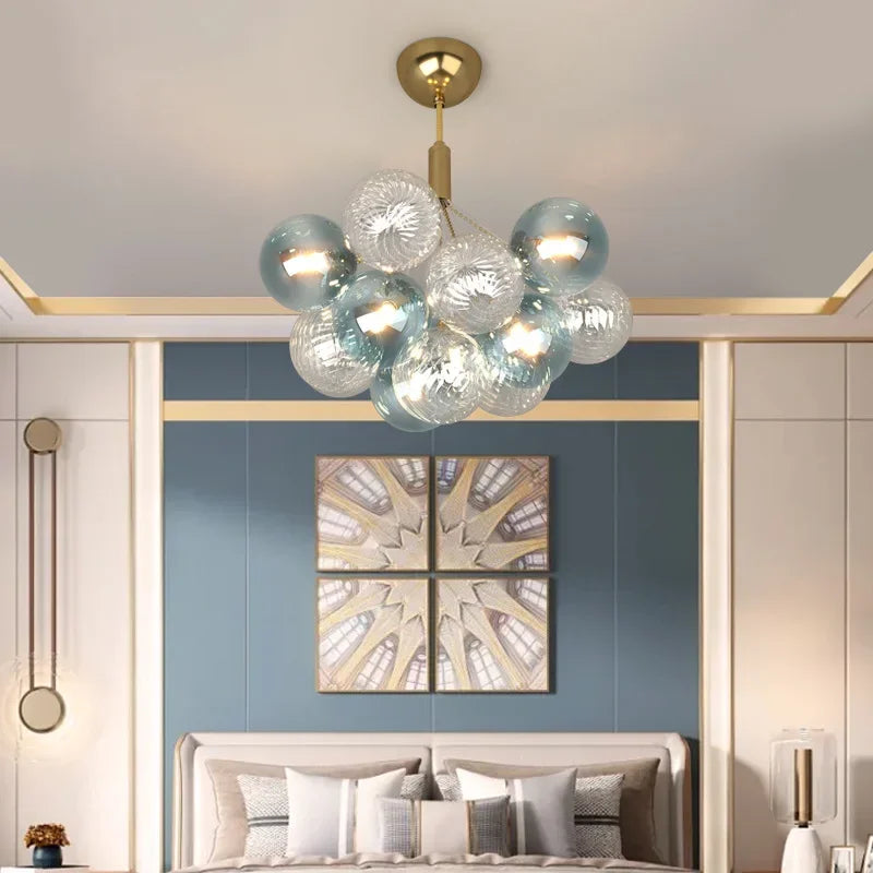 Afralia™ Multicolor Glass Ball Chandeliers Pendant Lights for Living Room Dining Bedroom