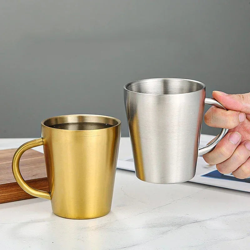 Afralia™ Stainless Steel Double Layer Mugs: Creative Insulated Coffee Cup & Beer Glass