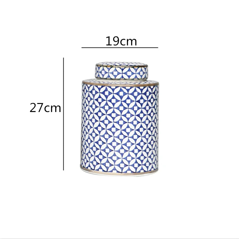 Afralia™ Chinese Retro Ceramics Golden Vase with Cover for Home Décor and Organization