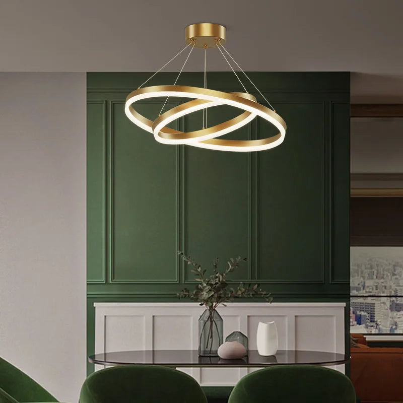 Afralia™ Nordic Circular Chandelier Hanging Pendant Light for Living Room and Dining Room