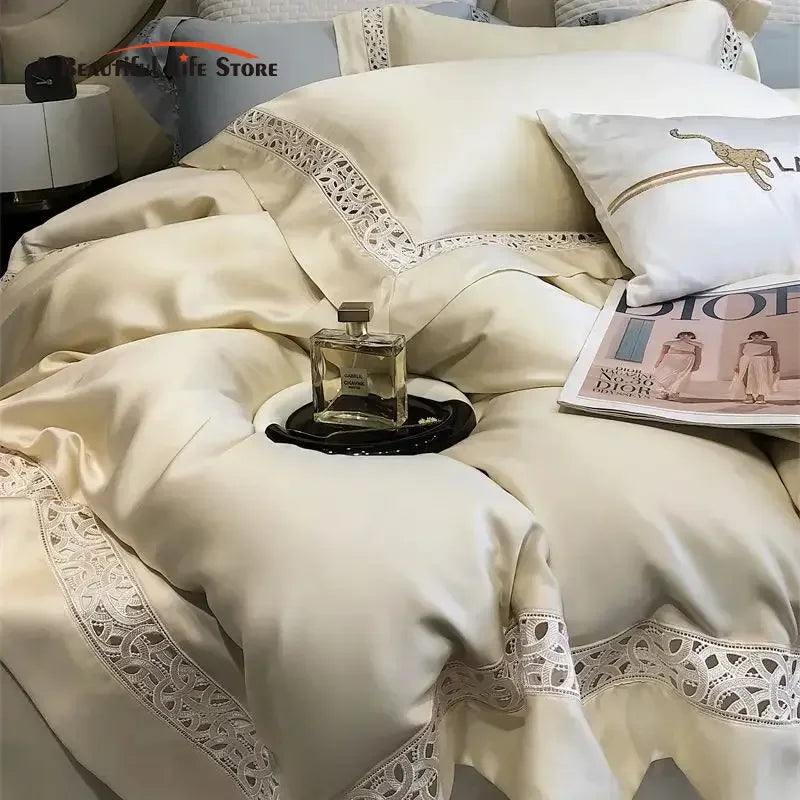 Afralia™ Eucalyptus Fiber Hollow Wide Edge Bedding Set - Soft, Silky, & Breathable