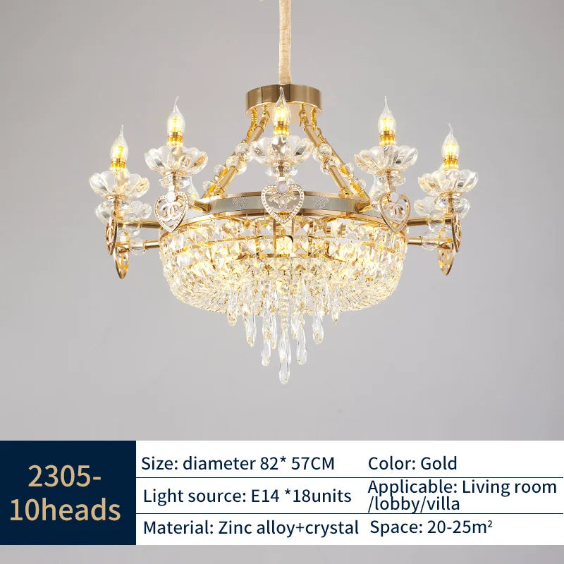 Afralia™ European Luxury Crystal Chandelier for Living Room, Duplex Building Lamps