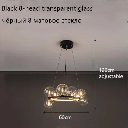 Afralia™ Glass Ball LED Chandelier: Modern Nordic Style for Living, Dining, Kitchen, Study