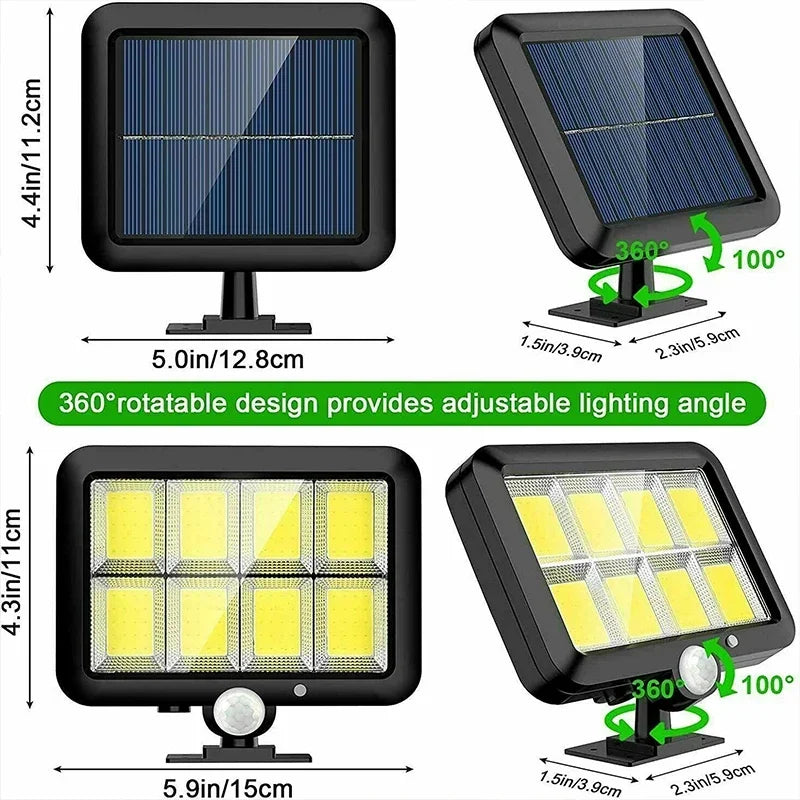 Afralia™ 160COB Solar Outdoor Wall Lights Motion Sensor Remote Control Garden Street