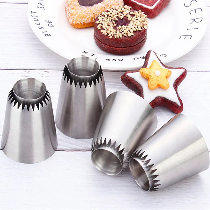 Afralia™ Stainless Steel Cream Cookies Nozzles Icing Cake Pastry Tips Baker Decorating Tools