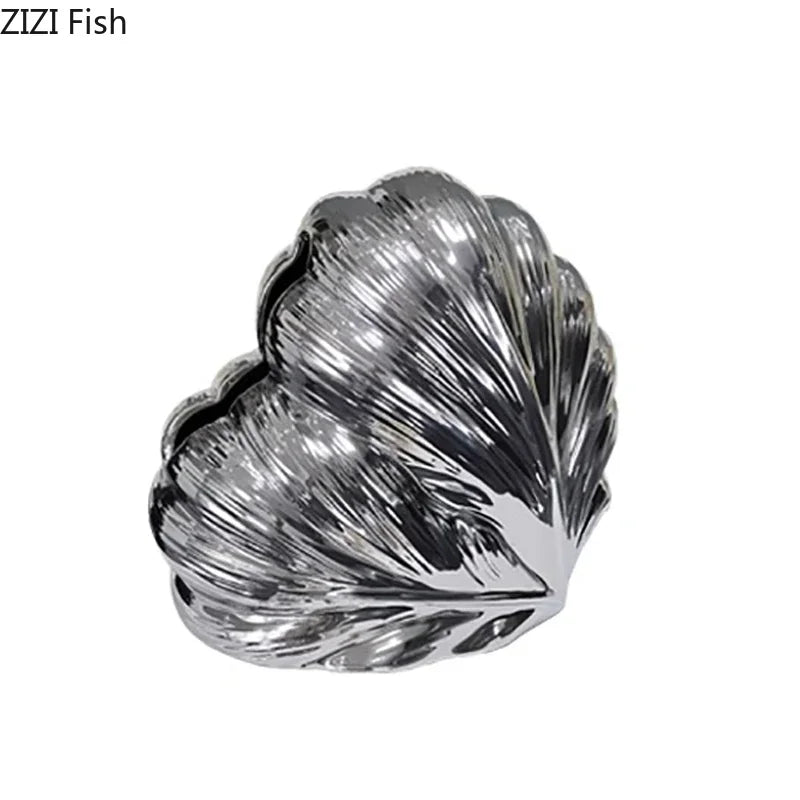 Afralia™ Heart Feather Ceramic Tissue Box Desk Decoration Bedside Paper Towel Case