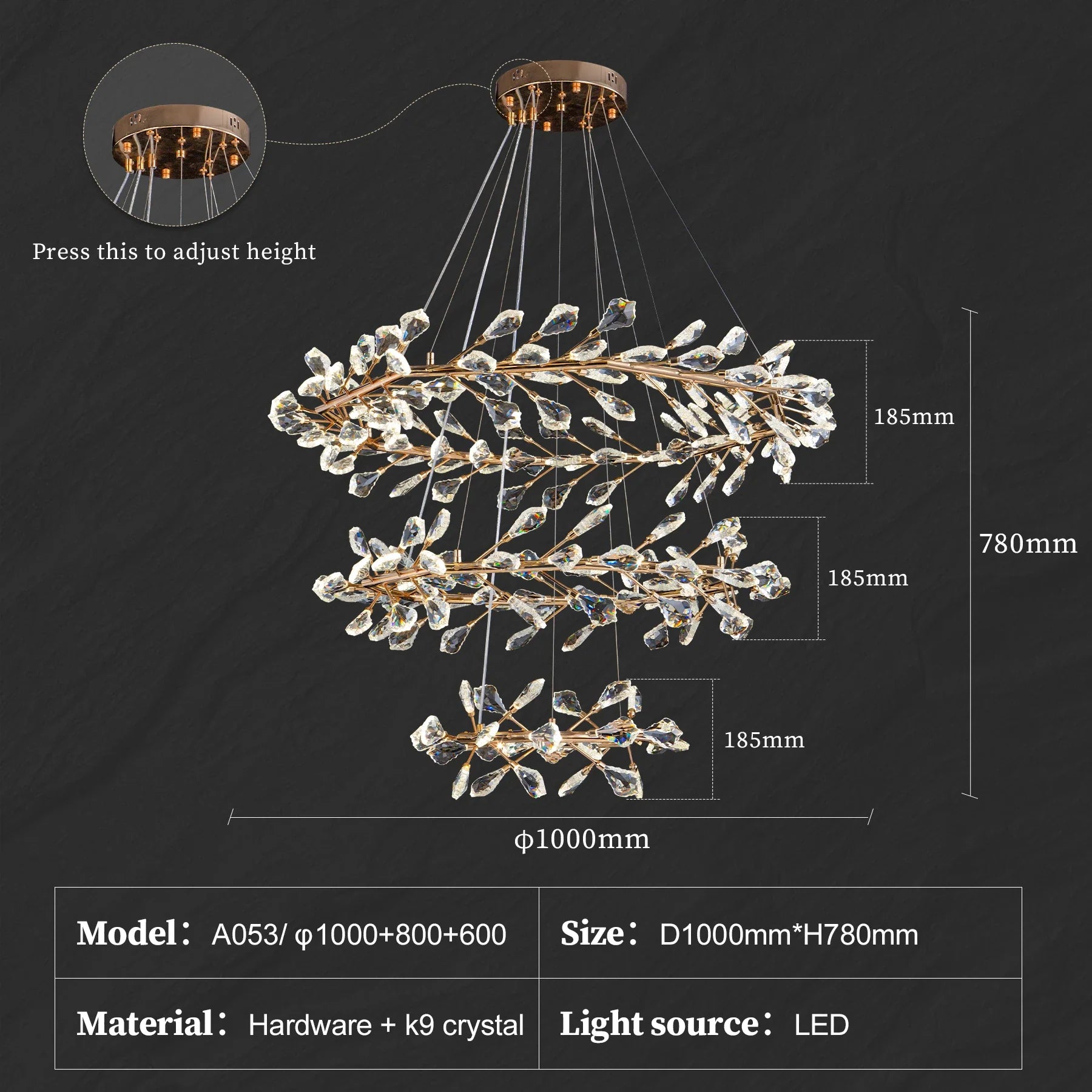 Afralia™ Modern Leaf Crystal Chandelier Ring - Luxury K9 Crystal Pendant Chandelier for Living Room