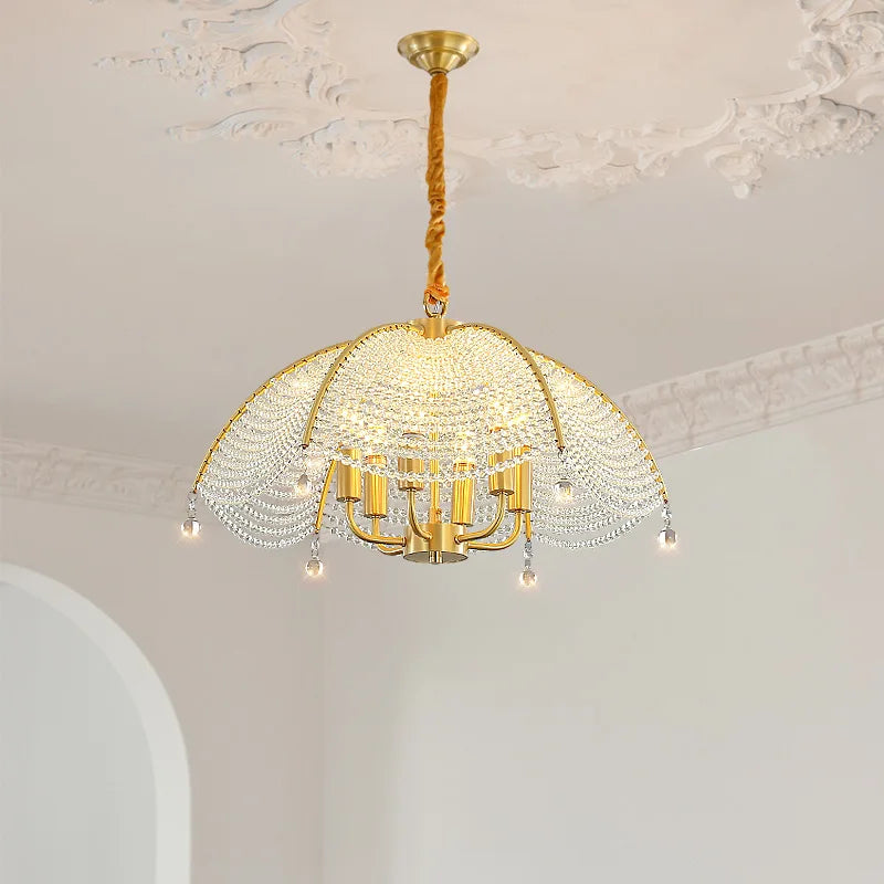 Afralia™ Copper Crystal Chandelier: Luxurious New American French Style Livingroom Lighting