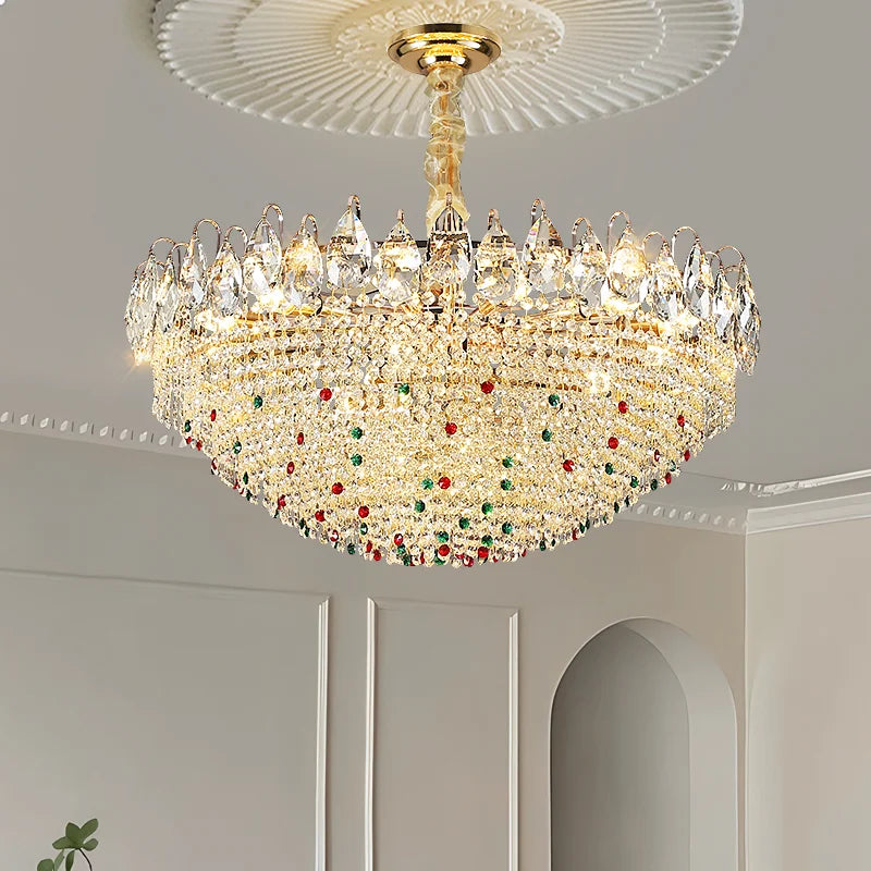 Afralia™ French Crystal Chandelier Creamy Style Modern Living Room Lighting