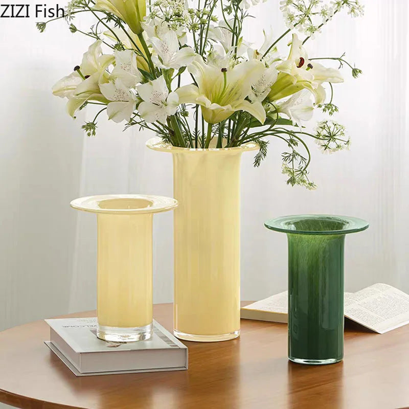 Afralia™ Jade Trumpet Glass Vase Hydroponics Flower Pot Desk Decoration