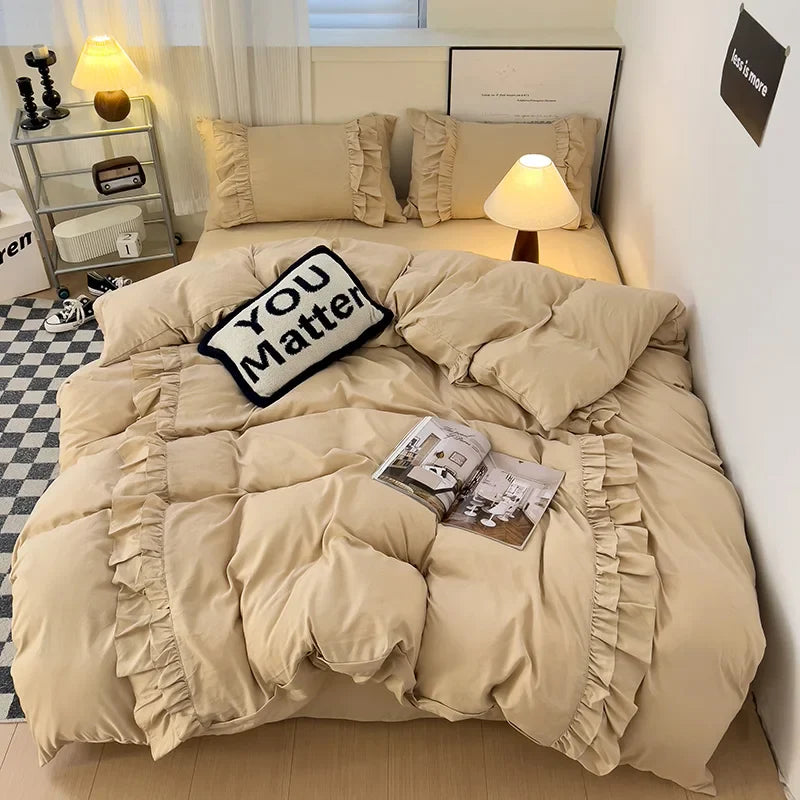 Afralia™ Lace Patchwork Duvet Cover Set, Soft Microfiber, Full Queen Size Bed Linen Pillowcase