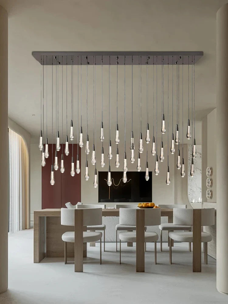 Afralia™ Crystal Water-drop Ceiling Chandelier: Elegant Dining Table Lighting Fixture