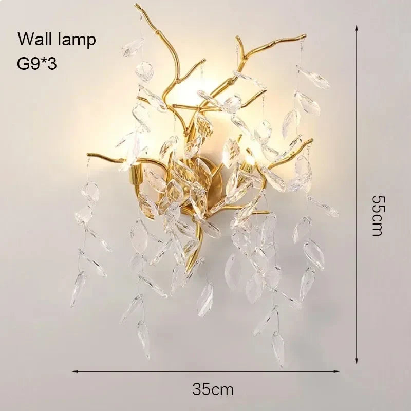 Afralia™ Crystal Branches Ceiling Chandelier LED Pendant Lights for Living Dining Bedroom