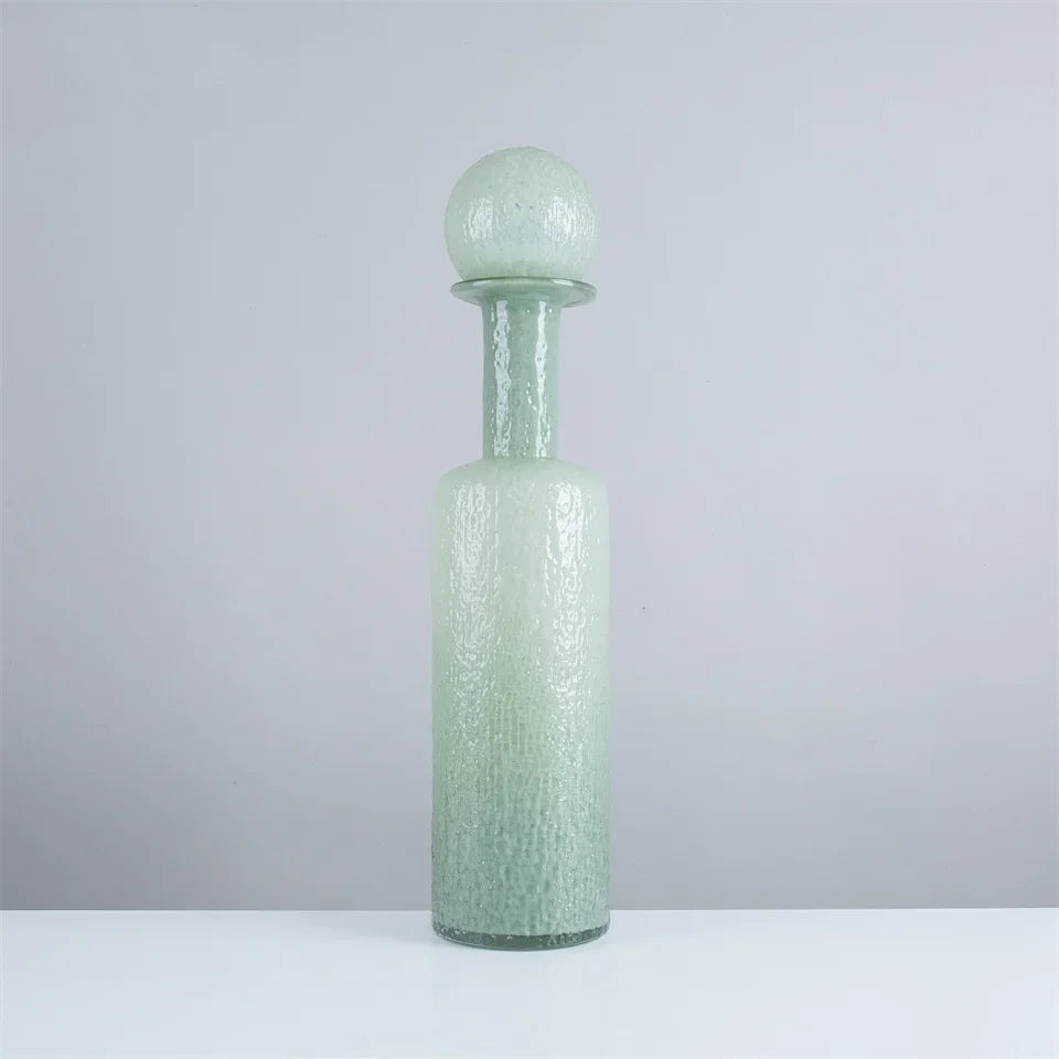 Afralia™ Grey Round Glass Vase Hammer Lid Terrarium Home Decoration