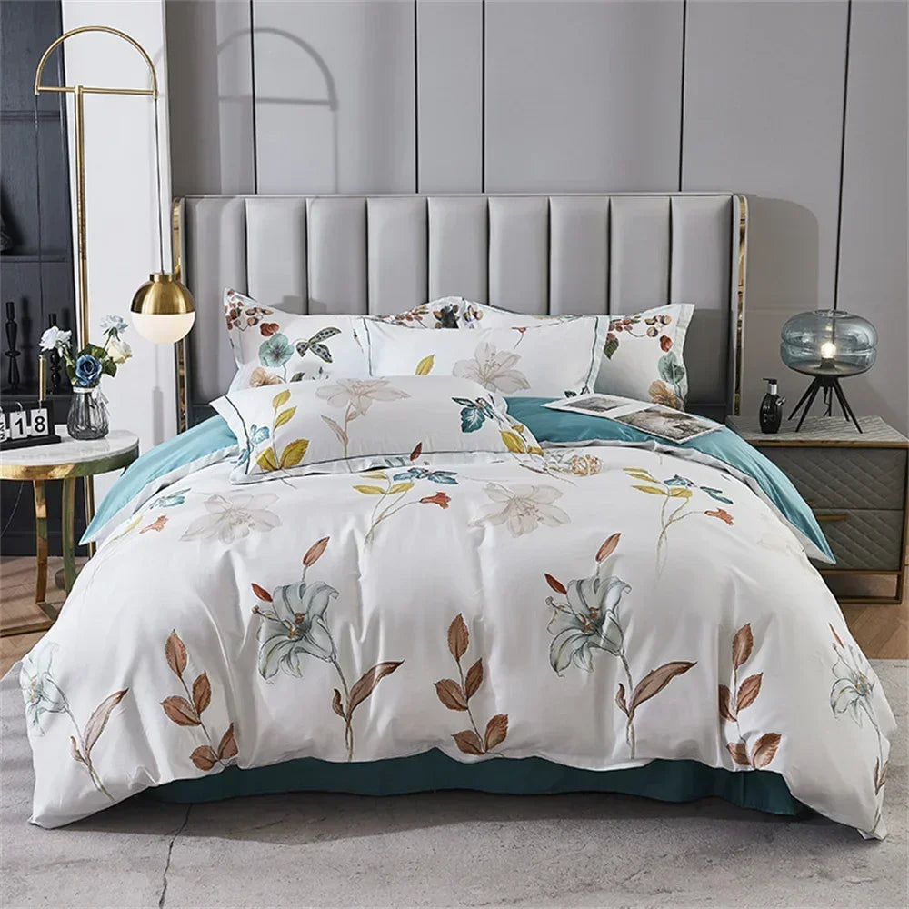 Afralia™ 600TC Egyptian Cotton Queen King Bedding Set Duvet Cover Bed Linens