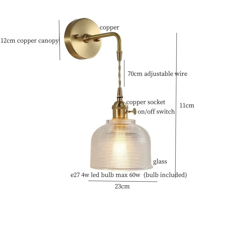 Afralia™ Brass Glass LED Wall Sconce Light for Living Room, Bedroom, Bathroom
