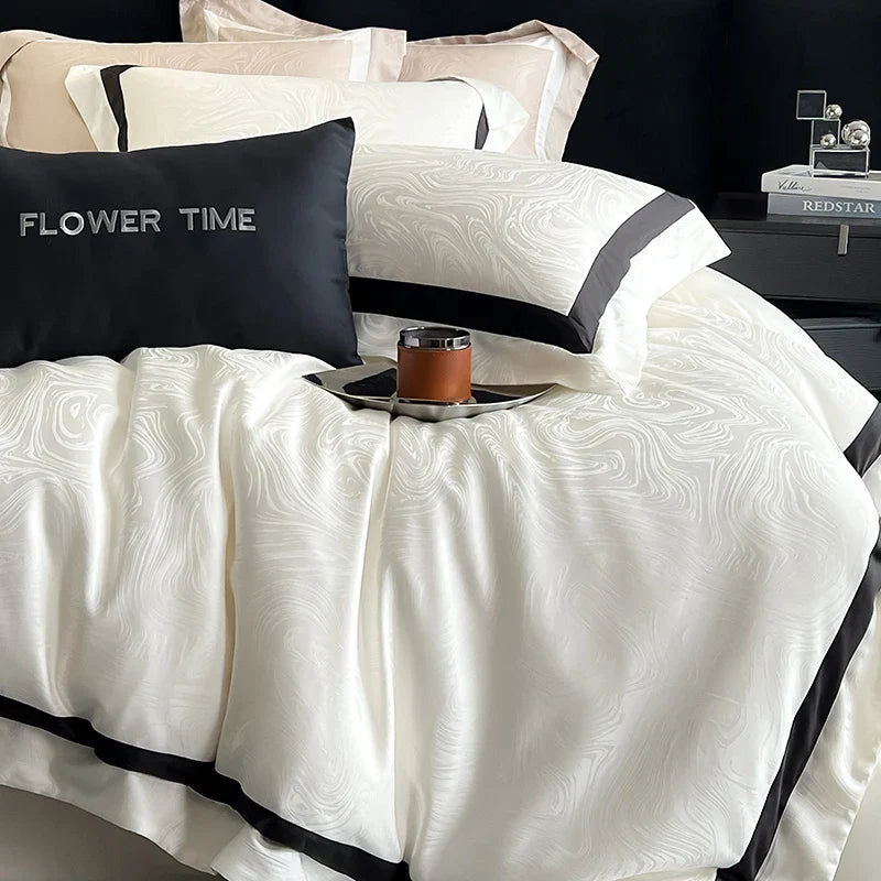 Afralia™ Silky Cool Cotton Jacquard Bedding Set with Luxe Lyocell, Soft & Breathable Quality