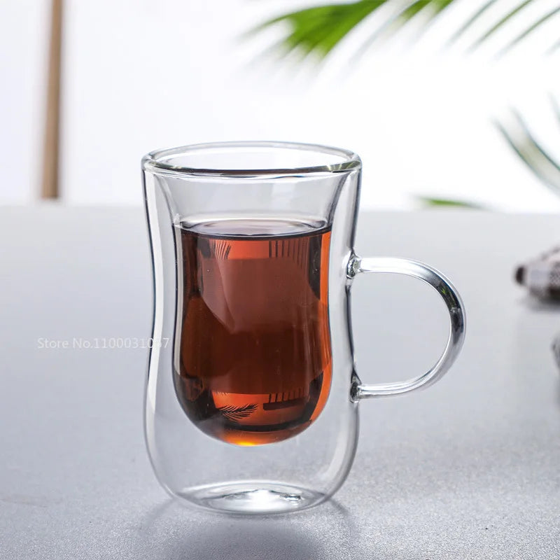 Afralia™ Double Glass Insulated Tea Cup Set - 80ml European Design