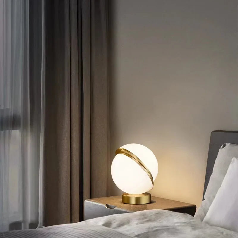 Afralia™ White Round Ball Bedside Table Lamp LED Lighting