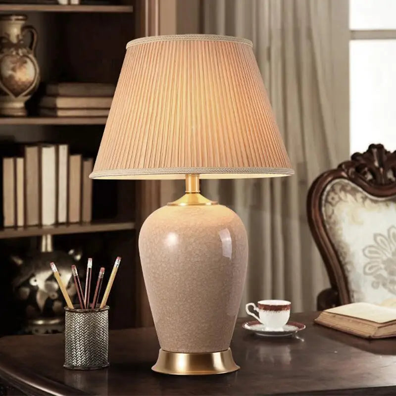 Afralia™ Ice Crack Ceramic Table Lamp for Bedroom and Study