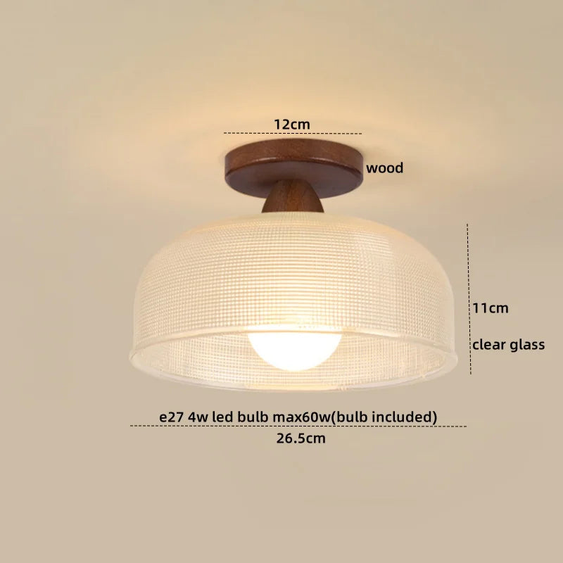 Afralia™ Wood Glass LED Ceiling Lights Modern Luminaria De Teto for Home Décor