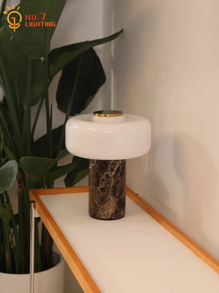 Afralia™ Glass Marble Table Lamp LED Modern Desk Light for Home Decor