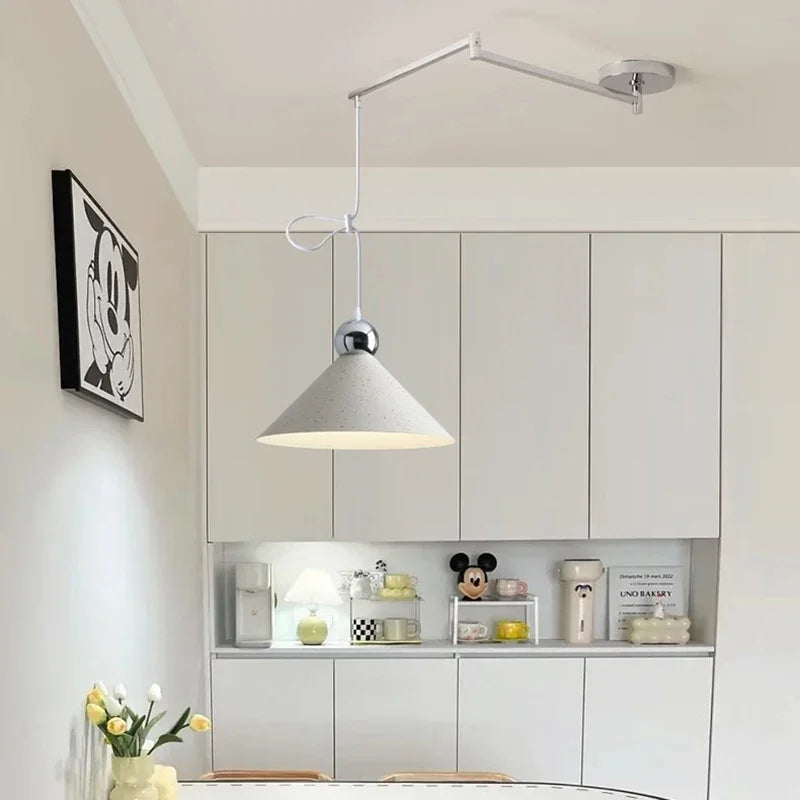 Afralia™ Modern Swing Arm Pendant Lamps PE Metal Sconces Dining Hanging Light