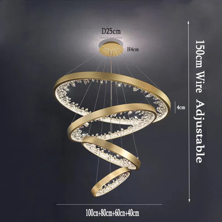 Afralia™ Modern Loft Crystal Chandelier LED Light for Villa Living Room and Bedroom