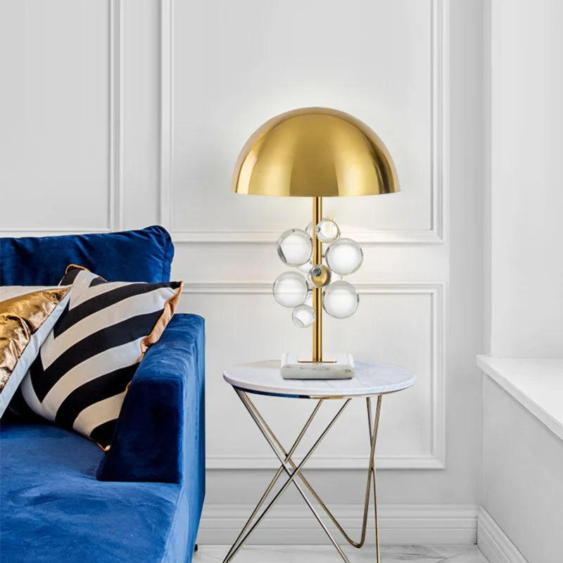 Afralia™ Golden Mushroom Crystal Ball Table Lamp Multicolored Creative Bedroom Decor