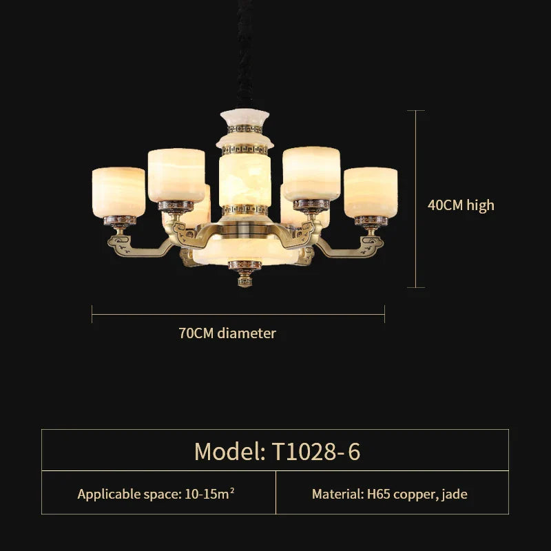 Afralia™ New Chinese Style Chandelier Living Room Light Restaurant Modern Jade Villa Large Pendant Light